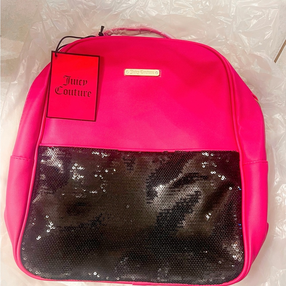 Juicy Couture Hot Pink and Black Sequin Backpack